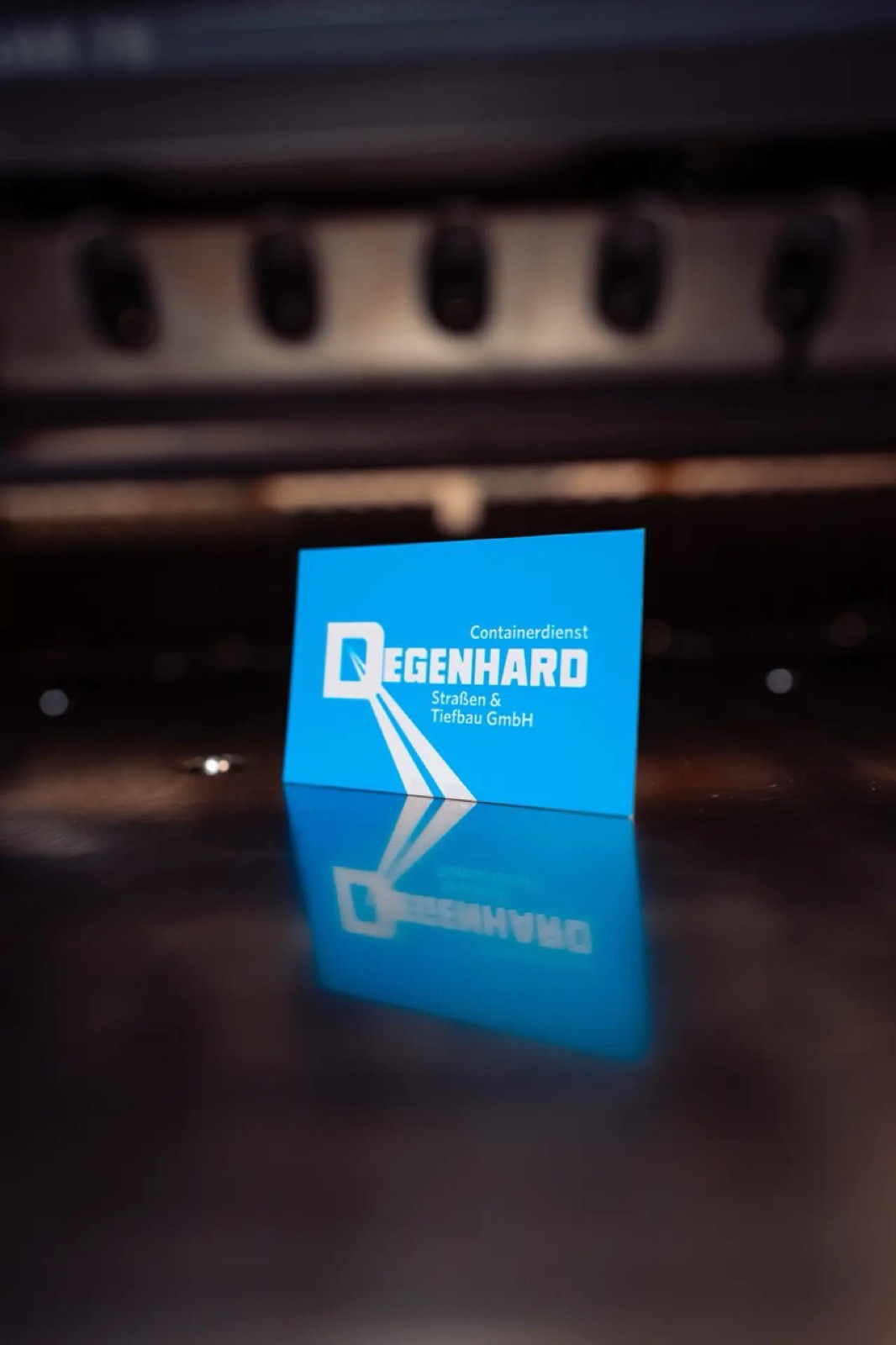 Gedruckte Visitenkarte für Containerdienst Degenhard von Druckerei Block